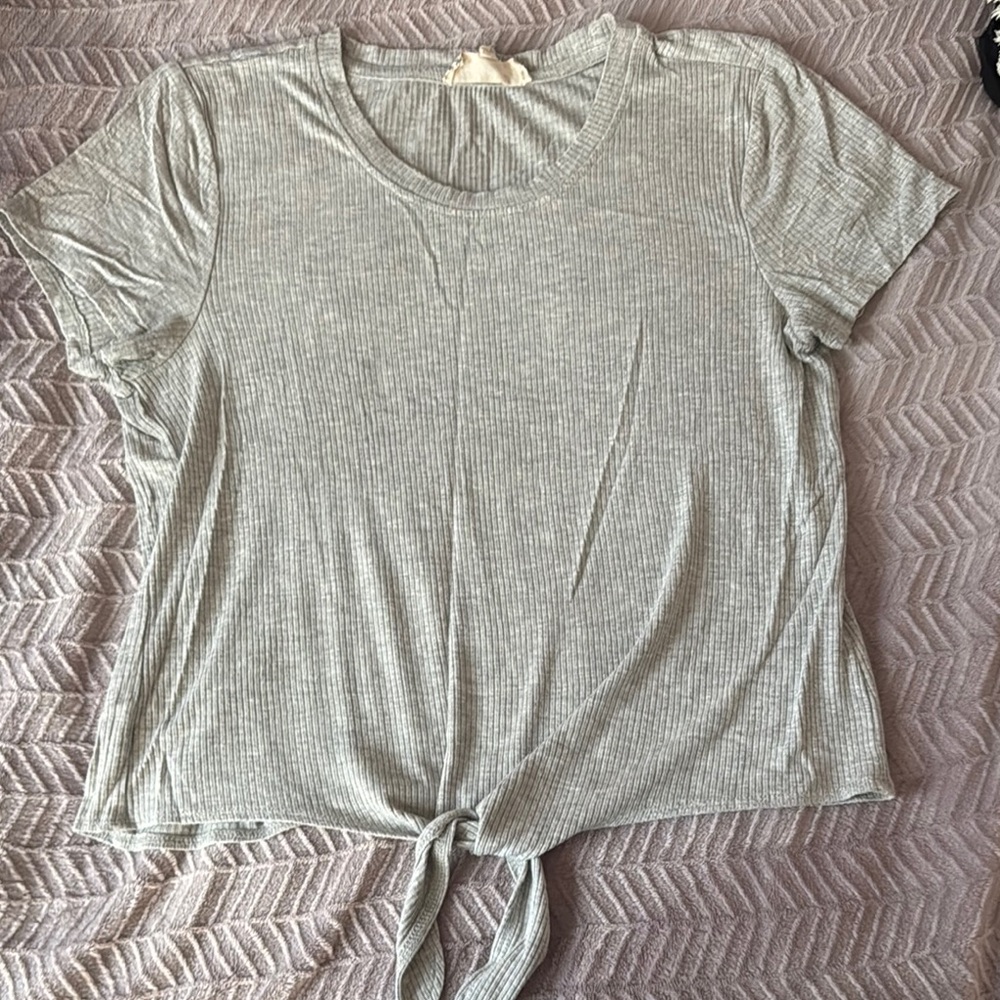 Pink Republic Gray Tie-Front T-Shirt
